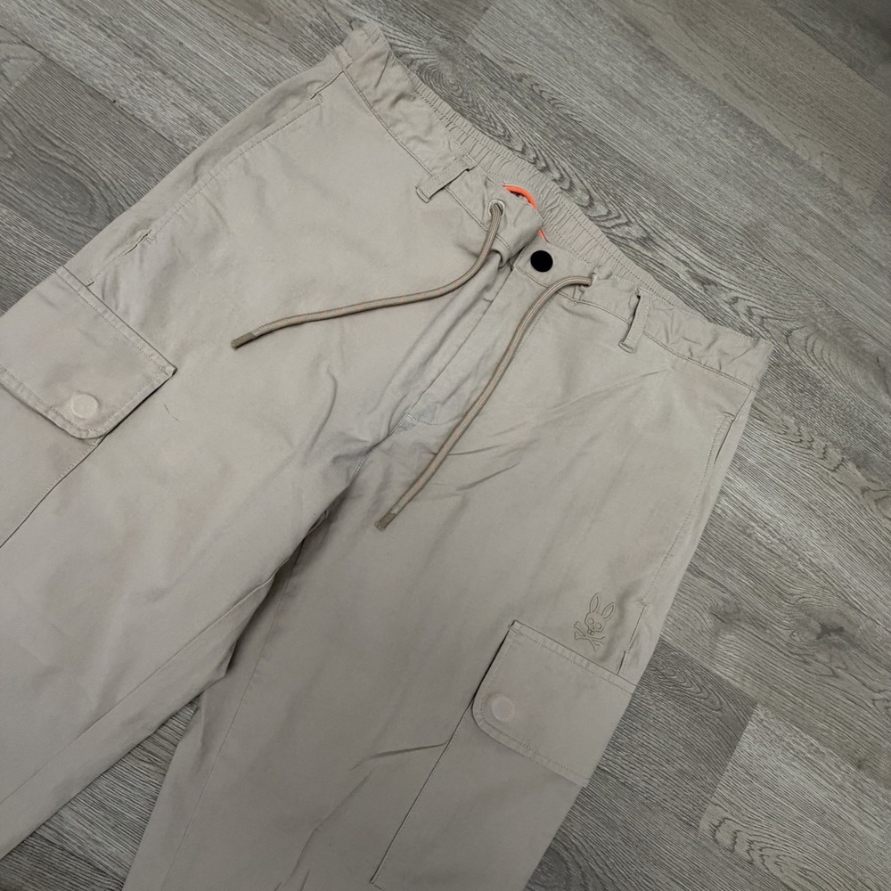 Psycho Bunny Lloyd Cargo Jogger Pants Mens 32 Stone Beige Stretch B6P159B200